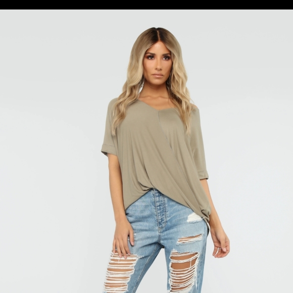 Fashion Nova Tops - Fashion Nova Shirt - Olive - XL